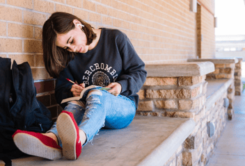 girl with a notebook